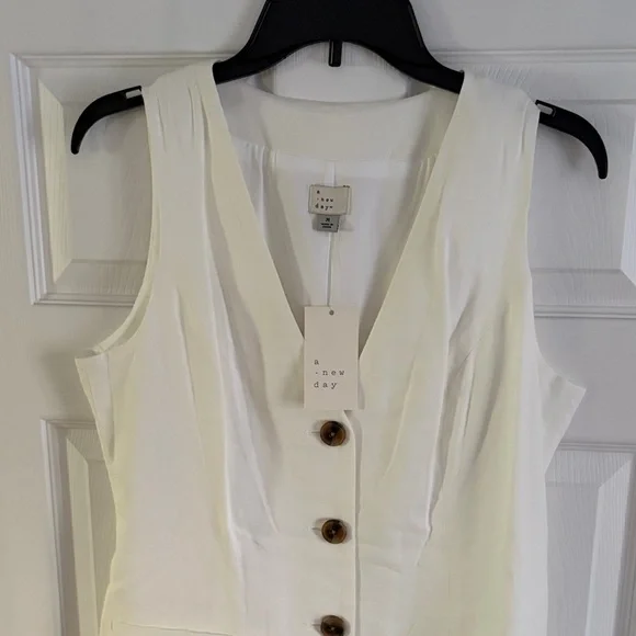 A New Day Cream Sleeveless Button-Front Dress - Picture 3 of 7